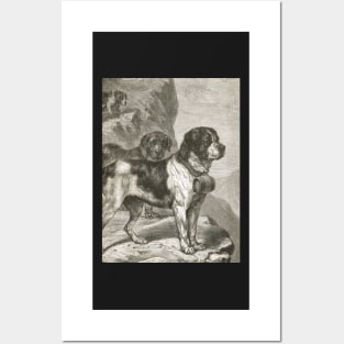 St Bernard Dogs with Brandy Barrels 1889 illustration Posters and Art